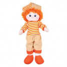 Кукла-мальчик в оранжевой полосатой кофточке с рыжими волосами, 50см