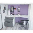 Кровать-чердак 5 в 1 Polini Simple с письменным столом и шкафом белый-серый